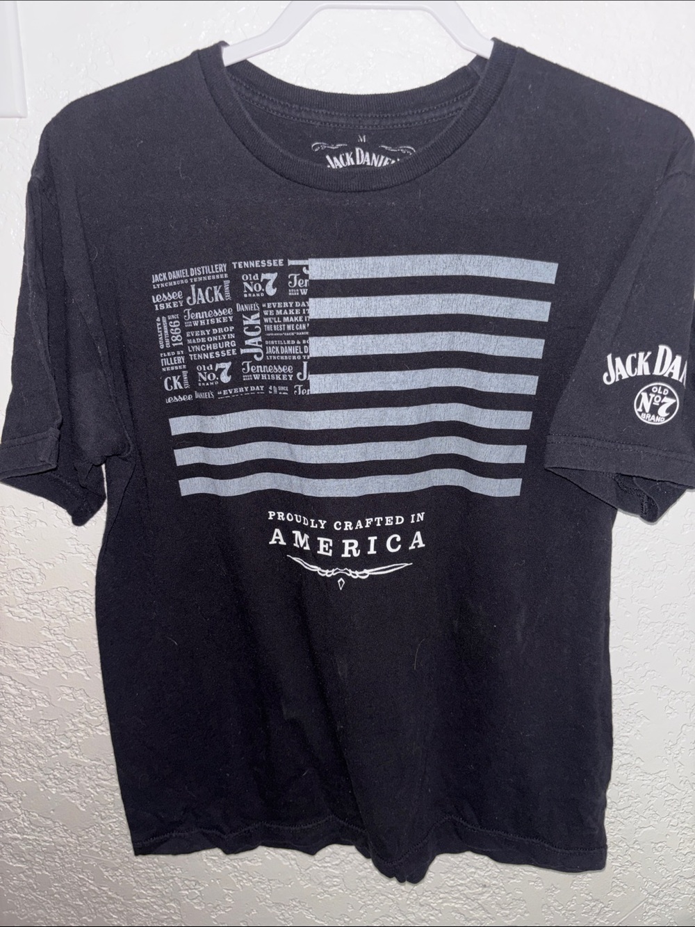 Jack Daniels Black Tee with Gray Flag Graphic